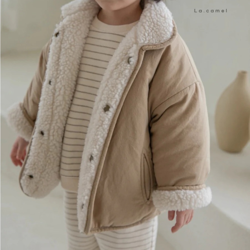Kids Tan Sherpa-Lined Jacket